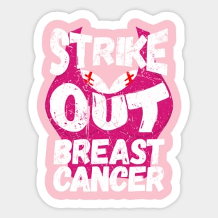 Baseball Boobs Strike Out Breast Cancer Sticker